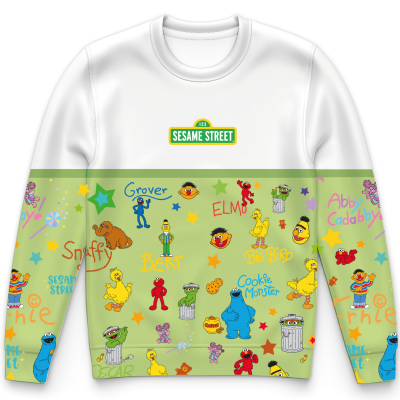 Sesame All-Star Doodles White - Adult Unisex Sweatshirt