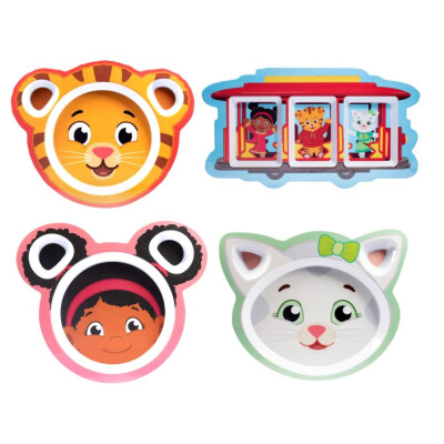 Daniel Tiger Melamine Plate Set (Daniel Tiger, Katerina Kittycat, Miss Elaina, Trolley)