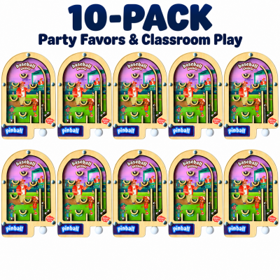 Alma’s Way™ Mini Wooden Pinball Games – Baseball/Béisbol Party Favor & Classroom Pack of 10
