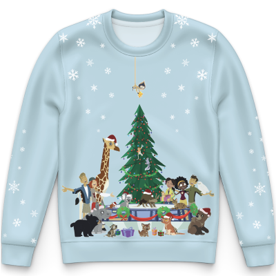 Wild Kratts Creature Christmas Light Blue Crewneck Sweatshirt - YOUTH