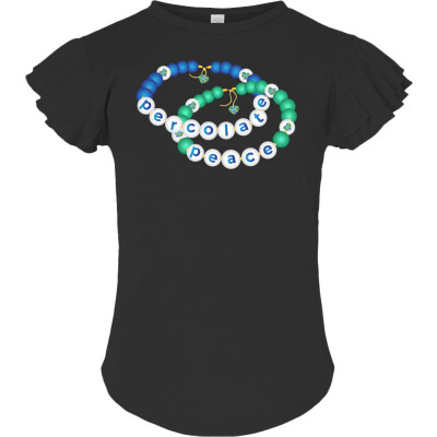 Percolate Peace Toddler Flutter Sleeve Tee (White Beads)