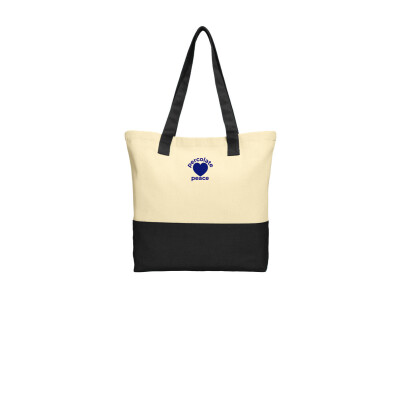 Percolate Peace Embroidered Colorblock Cotton Tote