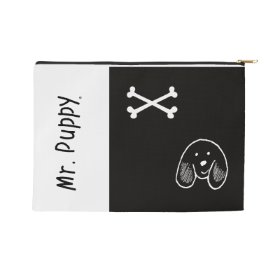 Mr Puppy B/W Accessory Pouch with Zipper  (8.5" X 6")