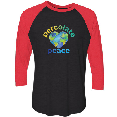 Percolate Peace Unisex Triblend Three-Quarter Raglan T-Shirt