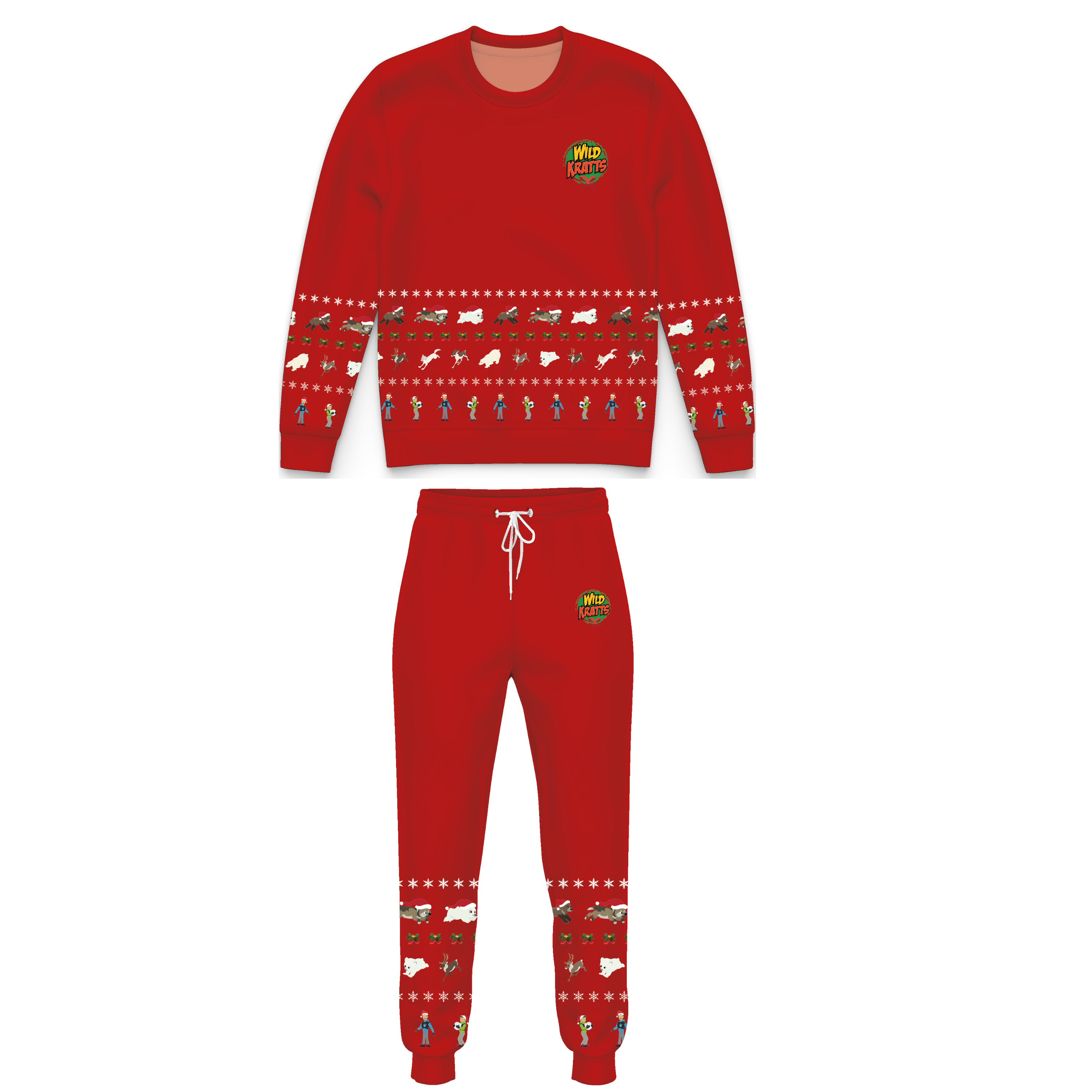 Wild Kratts Holiday Creature Rescue Red Sweatshirts and Joggers