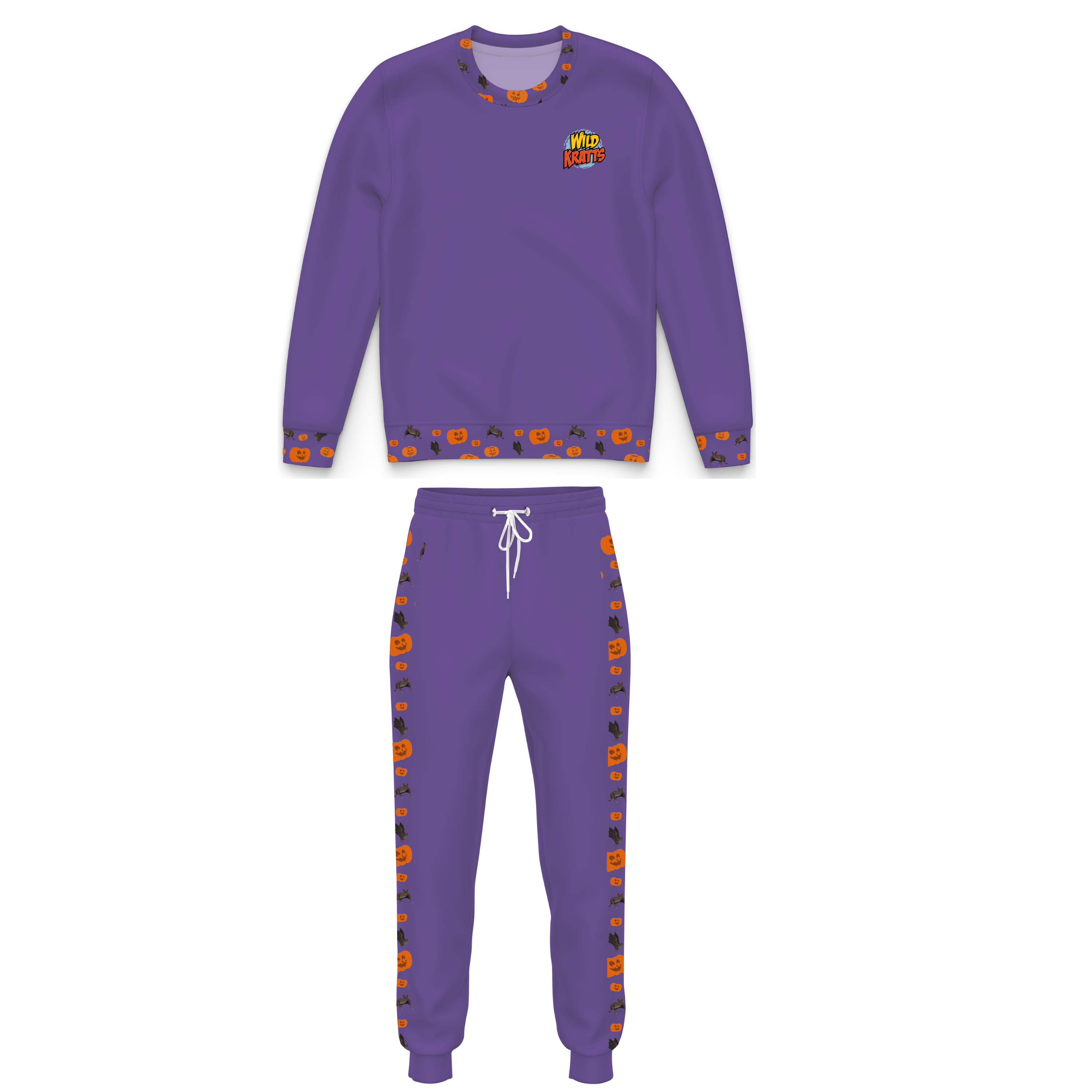 Wild Kratts Pumpkins and Bats Purple Sweatshirts and Joggers