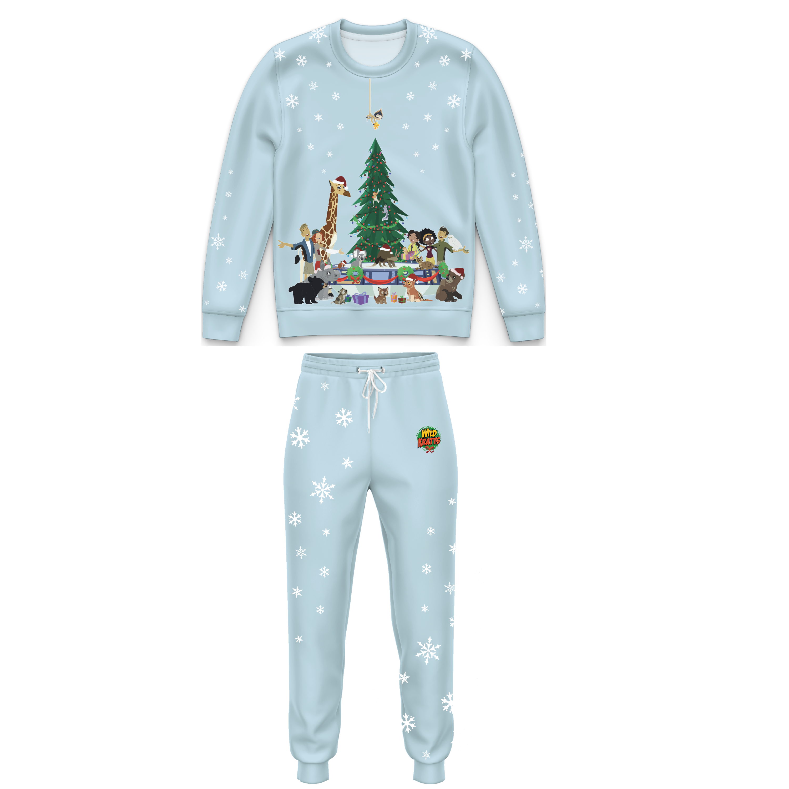 Wild Kratts Creature Christmas Light Blue Sweatshirts and Joggers