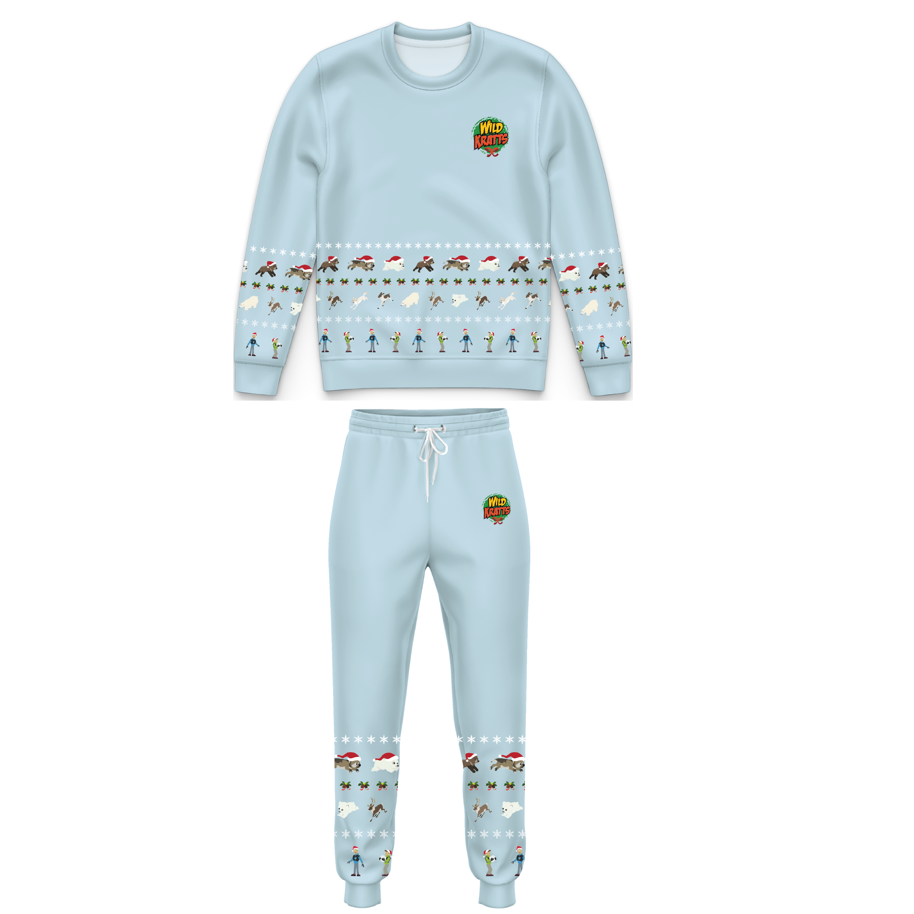 Wild Kratts Holiday Creature Rescue Light Blue Sweatshirts and Joggers